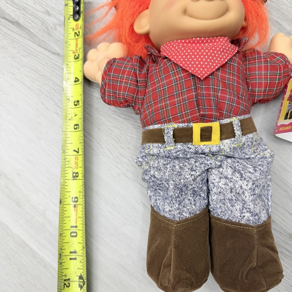 Russ Troll Cowboy NWT Buckaroo Farmer Orange Hair Soft Body 13" Plush Doll - Picture 5 of 5